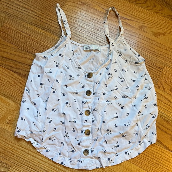 Hollister white mock button down floral print crop top size small - Picture 1 of 4
